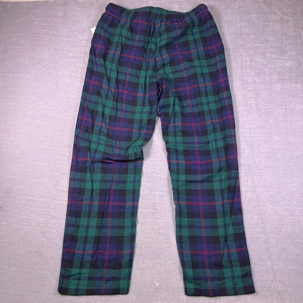 Old Navy Flannel Plaid Drawstring Mid Rise Pajama Pants Mens L Green Cotton